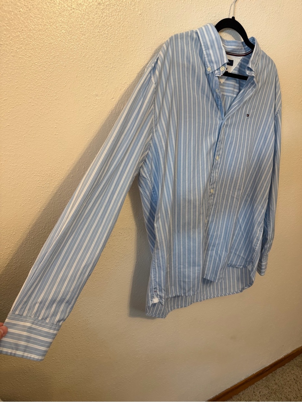 Tommy Hilfiger Light Blue and White Striped Button-Down Shirt - Picture 5 of 11